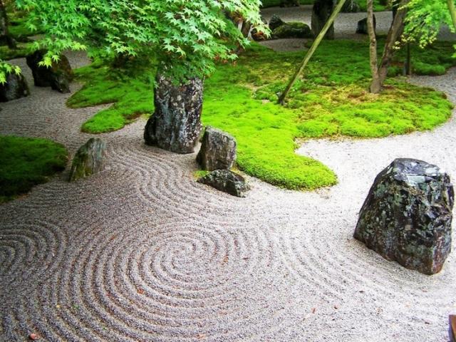 lugar de jardim seco em estilo japonês para meditação e calma