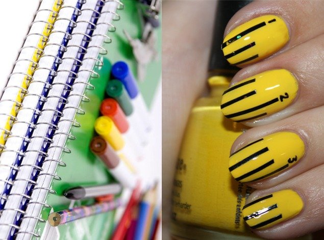 nail-design-ideas-school-motifs-yellow-ruler