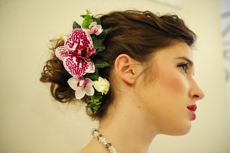 updo orquídea mistura rosa branco noiva damas