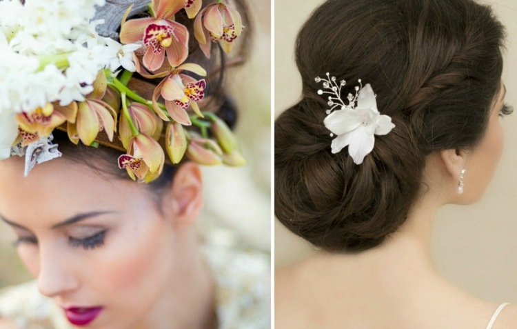 penteado de noiva exótico orquídea rosa acessórios para o cabelo branco