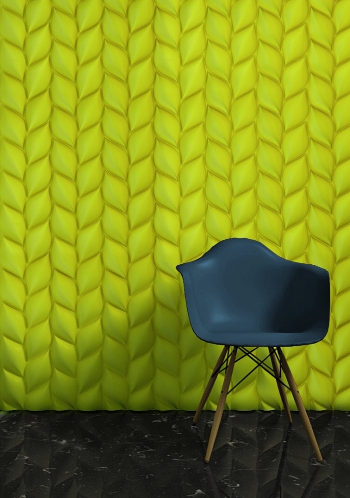 Painéis de parede 3D-TRECCIA-yellow-weizenform-3D-superfície-design de interiores