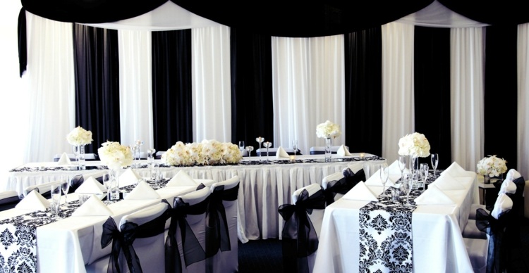 mesas de casamento em preto e branco mesas compridas cortinas de corredor de mesa romance