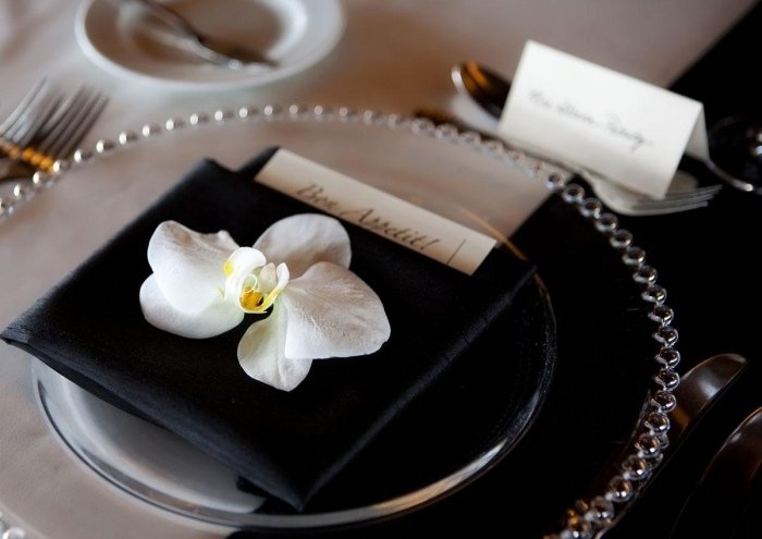 decoração de mesa-casamento-preto-branco-flor de orquídea