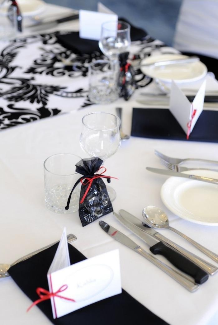 decoração de mesa-casamento-preto-branco-favores