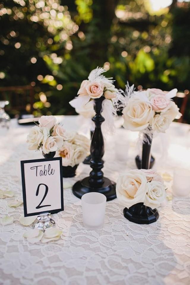 decoração de mesa-casamento-preto-branco-renda-toalha de mesa-rosas