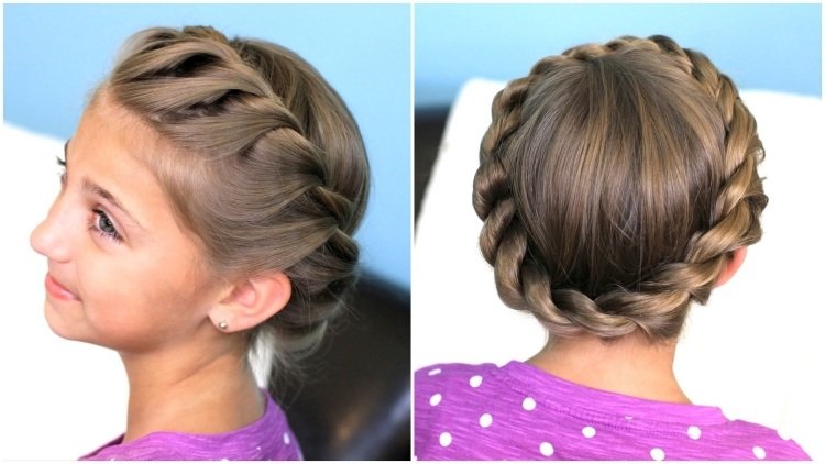 cabelo-de-menina-penteados-criativamente-trançado-pigtail-arredondado-cabeça-cabelo