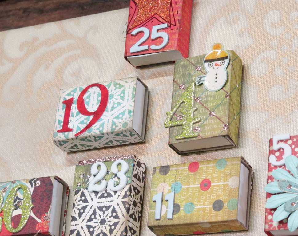 calendário do advento-consertar-caixas de fósforos-papel de scrapbooking