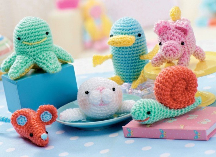 Idéias de crochê Amigurumi-polvo-caracol-porco-rato