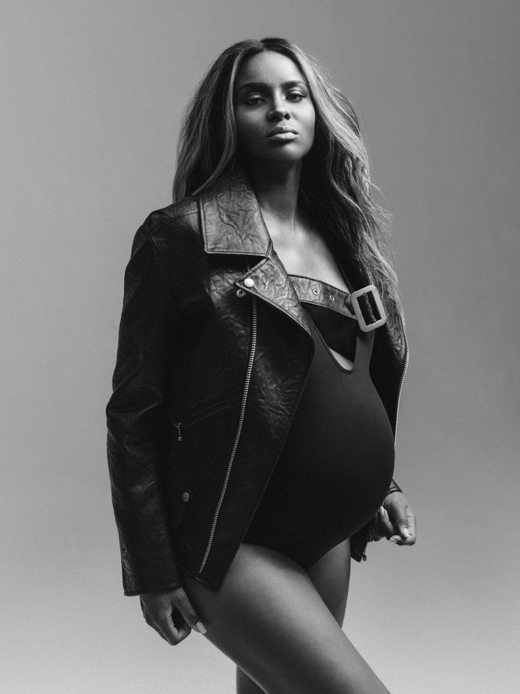 baby bump photos-faça-você-mesmo-gravidez fotos-ideias-estrelas-jaqueta de couro-rocky-ciara