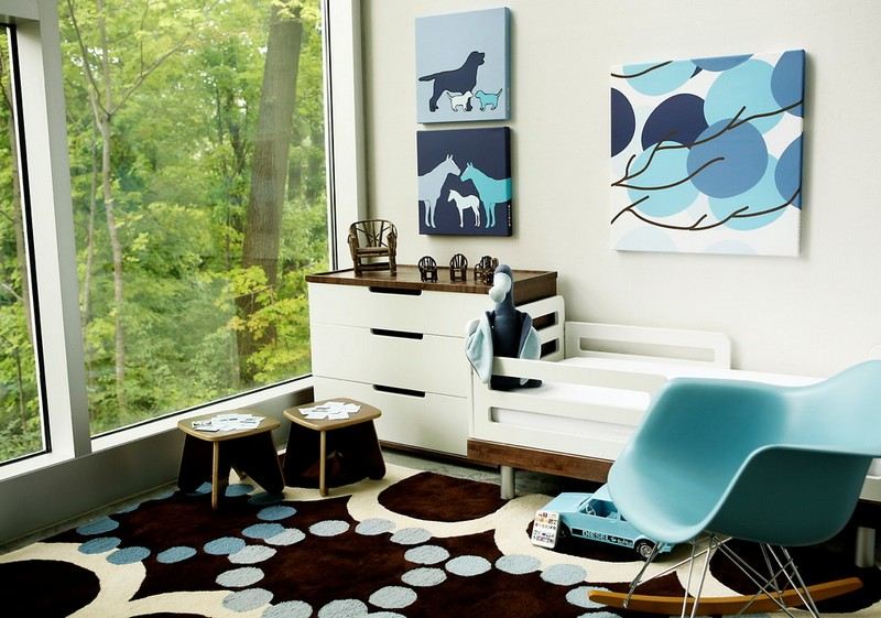 Imagens de design de quarto de bebê - decoração de parede azul - ideias de menino