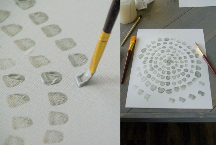 pictures-make-your-own-wall-decoration-canvas-gray-paint-brush-dots