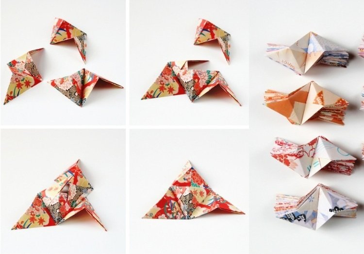 faça-suas-próprias-fotos-decoração-parede-origami-dobra-instruções-padrão-papel-colorido