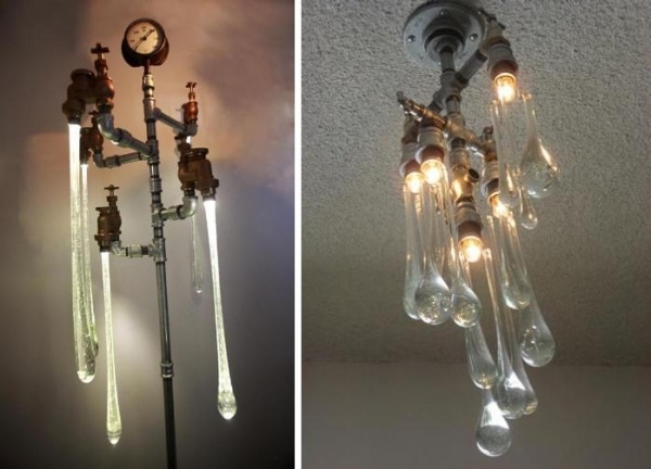 iluminação estilo steampunk - ideias de tubulação reciclada