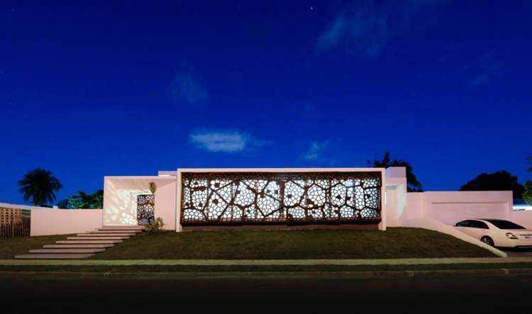 corten aço privacidade tela fachada-casa-decoração-ideia