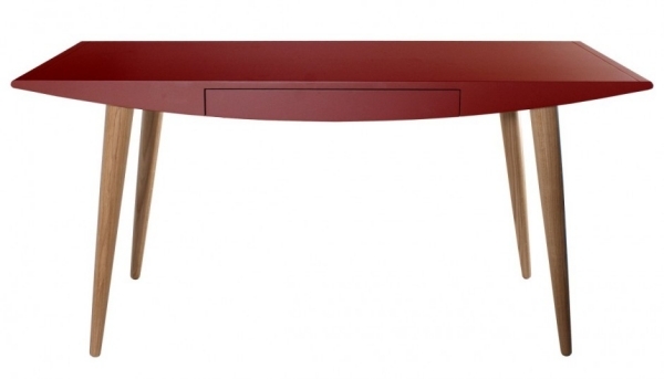 Tampo de mesa lacado vermelho carvalho design de madeira