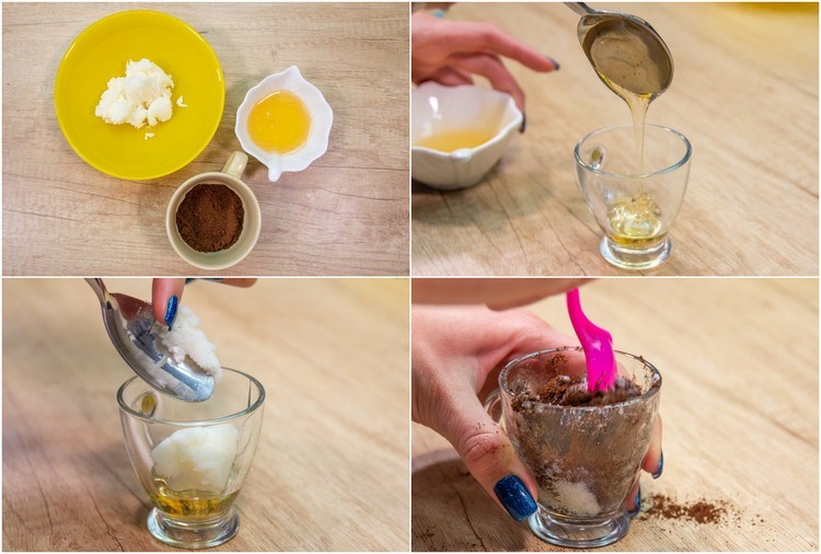 DIY esfoliação labial 15 receitas fáceis guia de borra de café