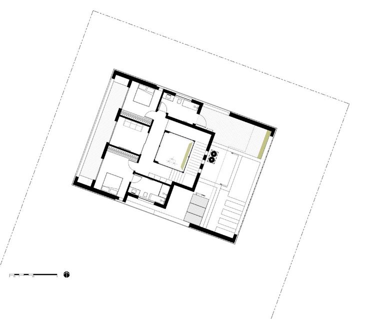 casa feita de material reciclado eco360 construção sustentável eficiência casa mais casa da energia mais casa da energia fachada da casa da energia tiras de madeira em forma de v esboço de planta baixa