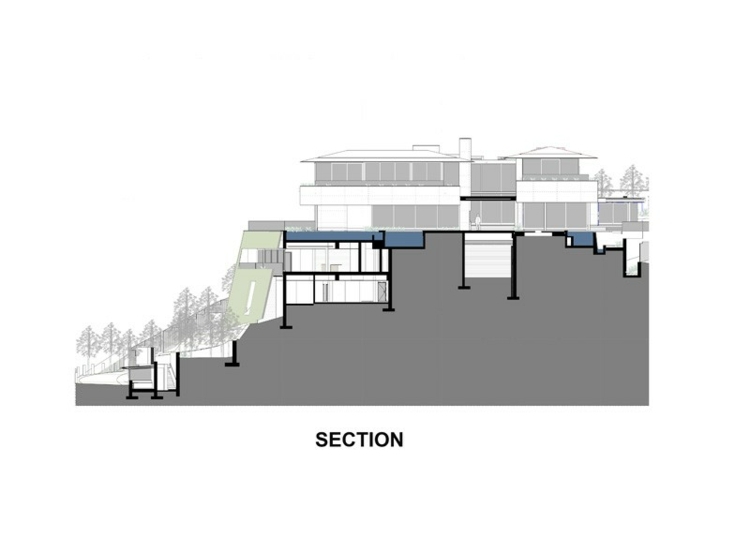 planta de casa de decoração de estilo minimalista vista lateral de seção