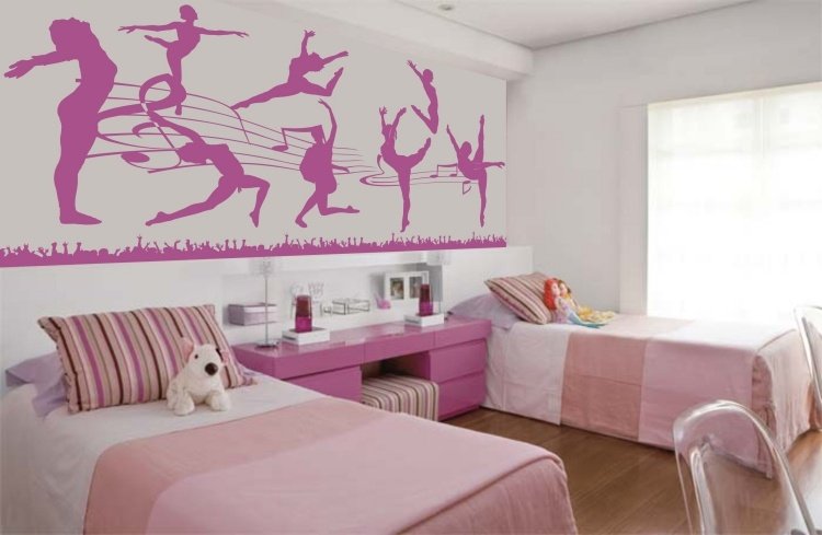 color-wall-design-child room-girl-gymnastics-wall decoration