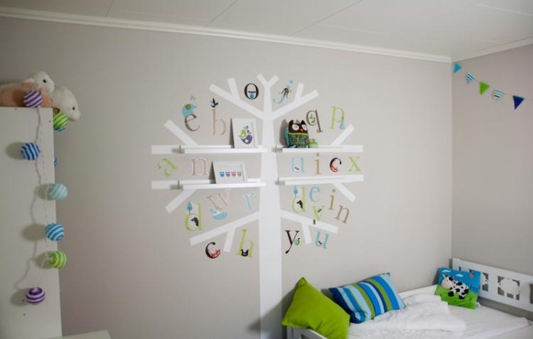 cor-parede-design-quarto-criança-parede-decoração-árvore-ikea-quadro-quadro-letras