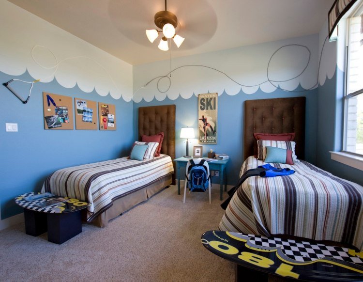 color-wall-design-children-room-boy-blue-white-border