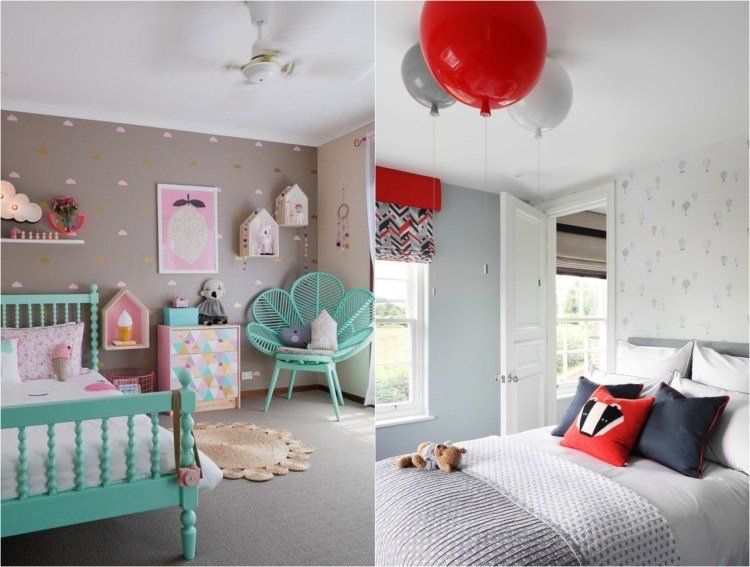 color-wall-design-child room-colorful-pattern-wallpaper-cloud-balloons