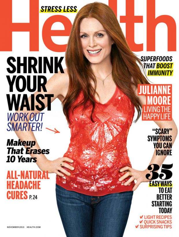 julianne moore se encaixa na velha revista de saúde usa ioga