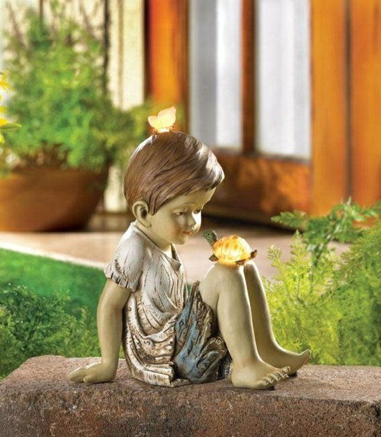 Decoração de jardim idéias figuras porcelana iluminação LED