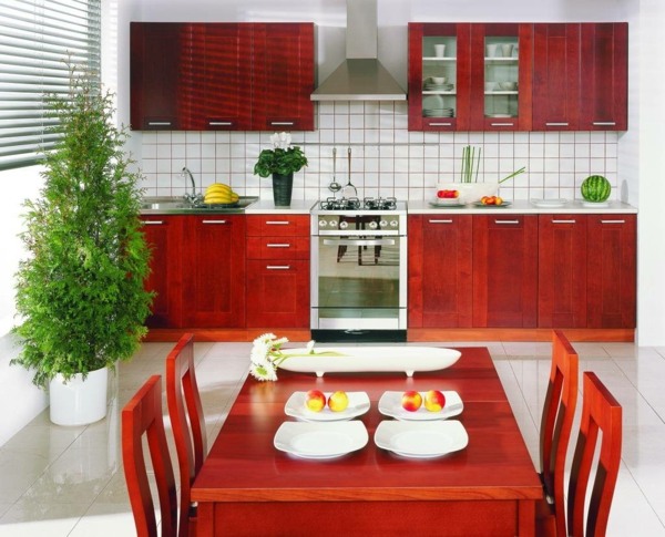 Cozinha de acordo com Feng-Shui-design-red-wood