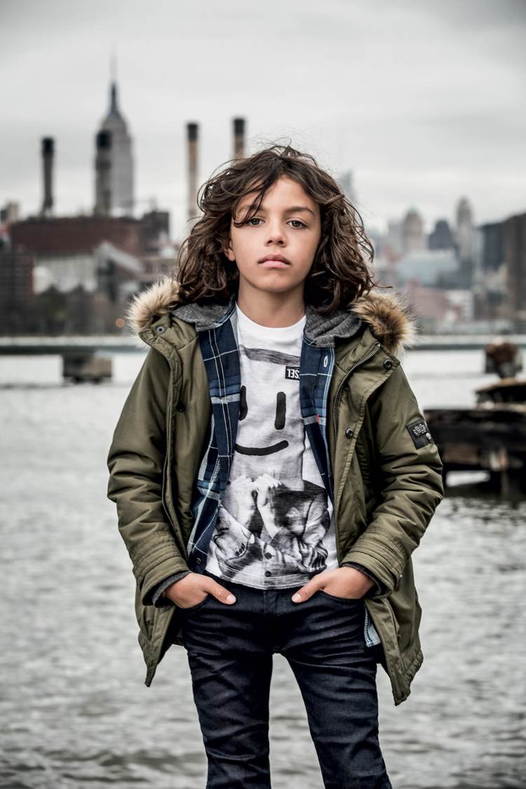 moda infantil jaqueta jeans de inverno calça cabelo comprimento médio