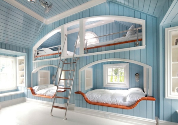 Ideia de design de quarto infantil - camas de dois níveis