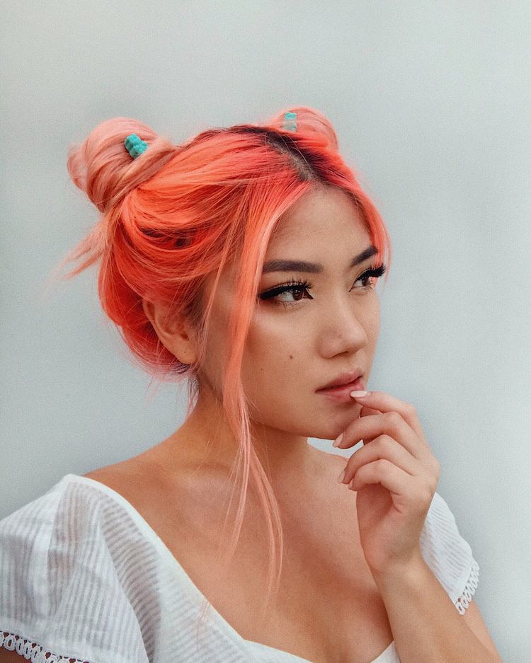 Living Coral Cabelo Cor de Cabelo Tendências da Moda Verão 2019 Tendências de Cabelo Maquiagem de Olhos Delineador