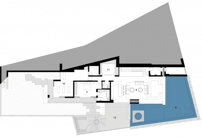 casa luxuosa na encosta com vista para o mar planta baixa de saota antoni