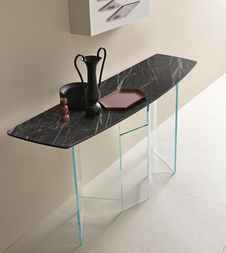 console de vidro cerâmico preto tonelli design