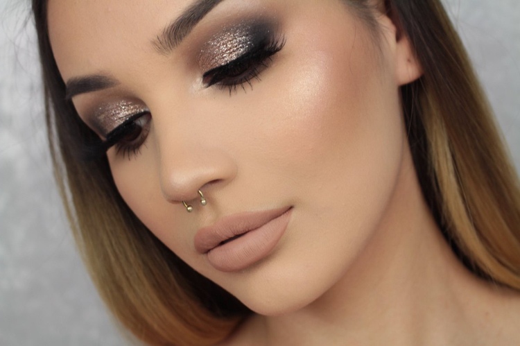 Batom Glitter Eyeshadow Smokey Eyes Nude