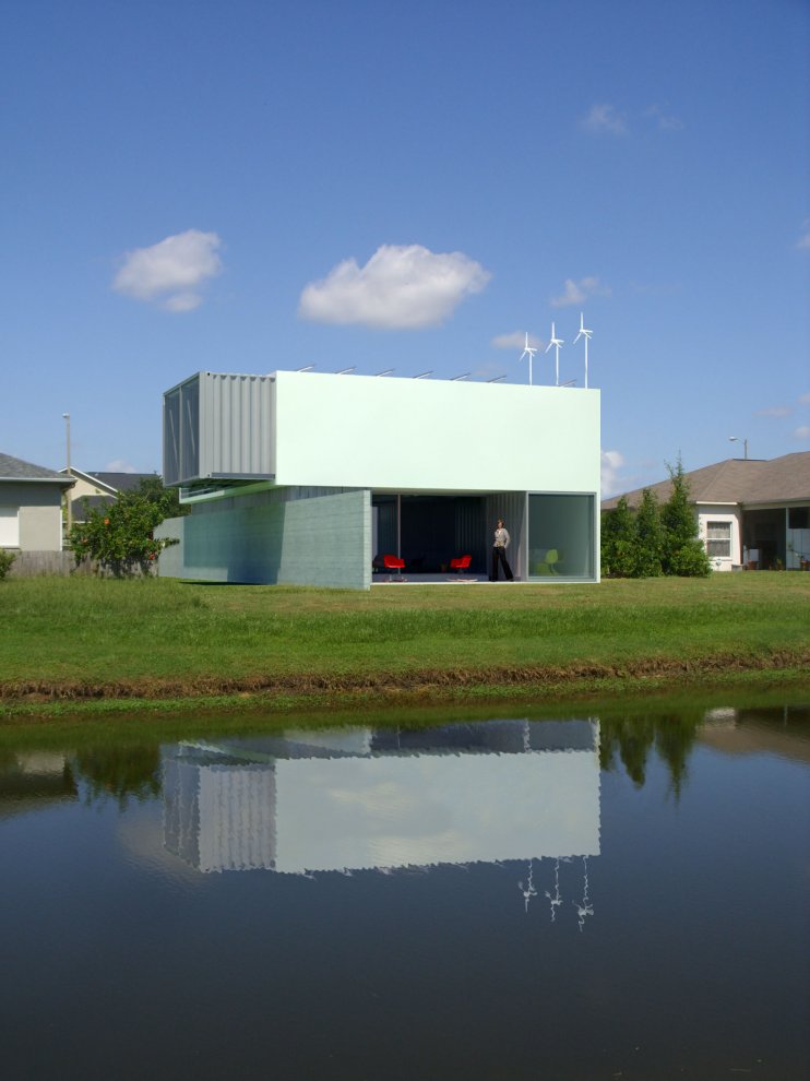 arquitetura de casa moderna de contêineres de transporte