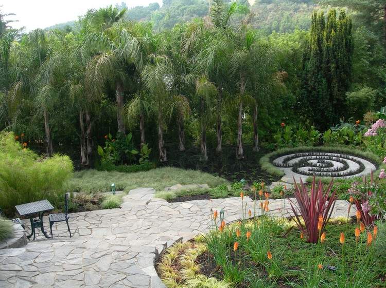 Design de jardim moderno-pedras-decoração de jardim-pedra-piso em espiral