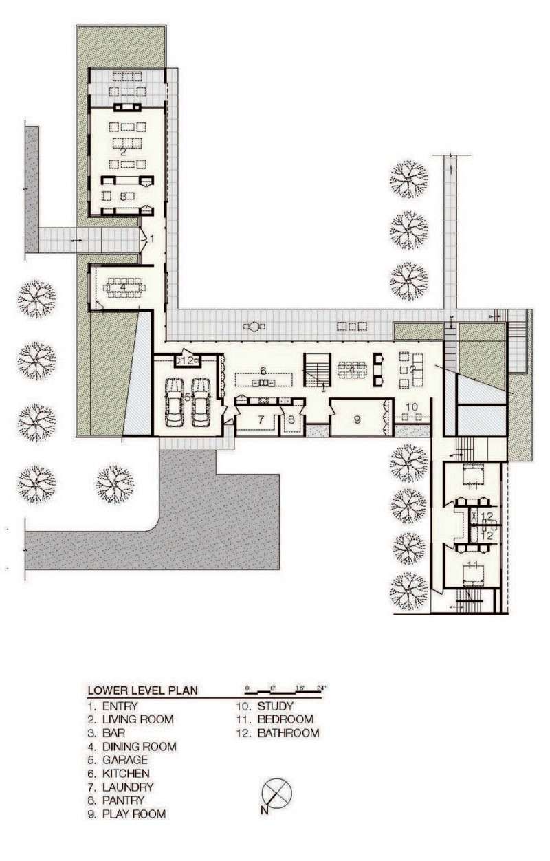 moderna-madeira-fachada-casa-planta-seção-planta baixa-área-divisão-quartos