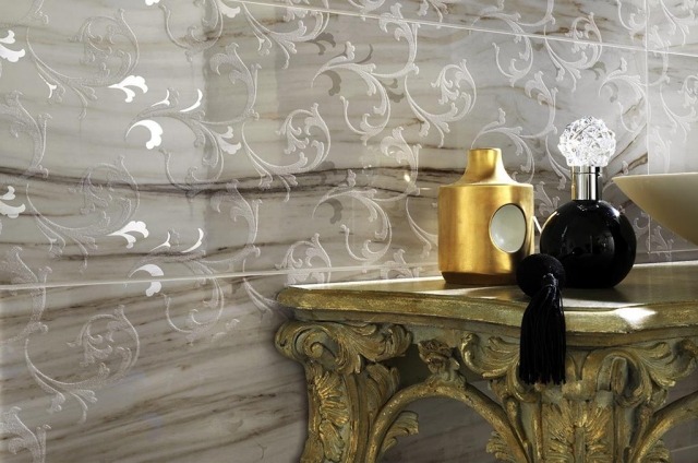 Luxo italiano com azulejos brilhantes com efeito dourado striano coleção elegante