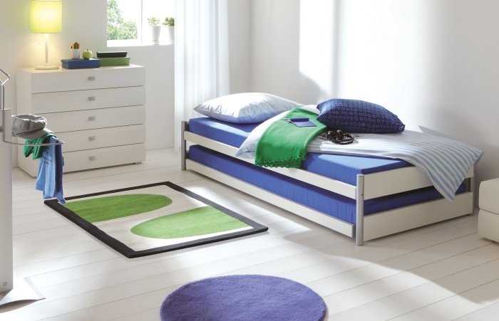 Área de cama moderna para jovens com gavetão-louis-white-segunda cama