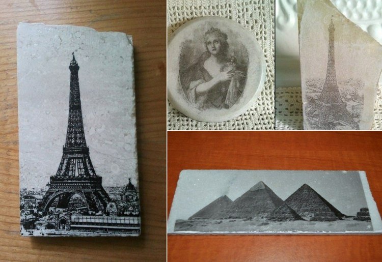 Faça você mesmo placas de pedra vintage com fotos em preto e branco