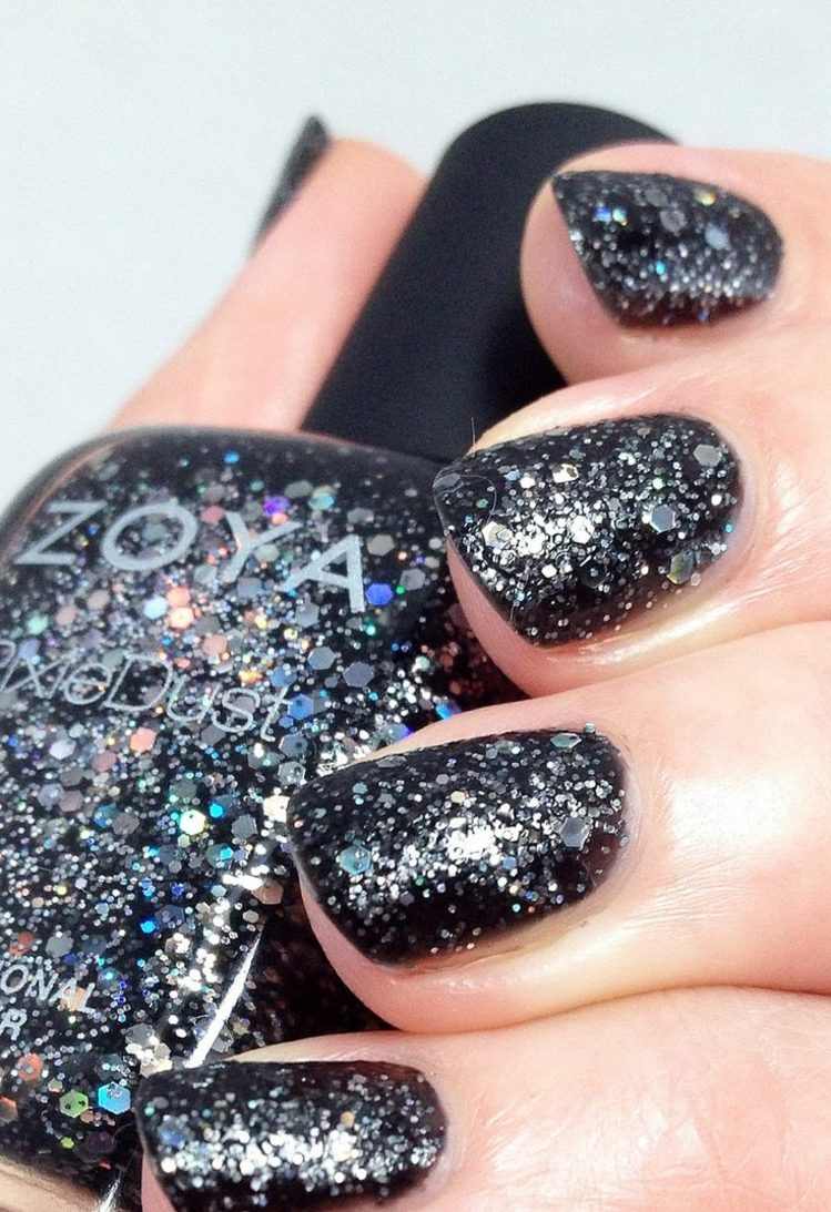 nail-design-black-glitter-silver-idea-simple-nail-polish-nail-art