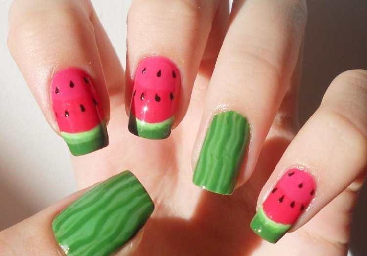 desenho de unhas-verão-melancia-verão-frutas