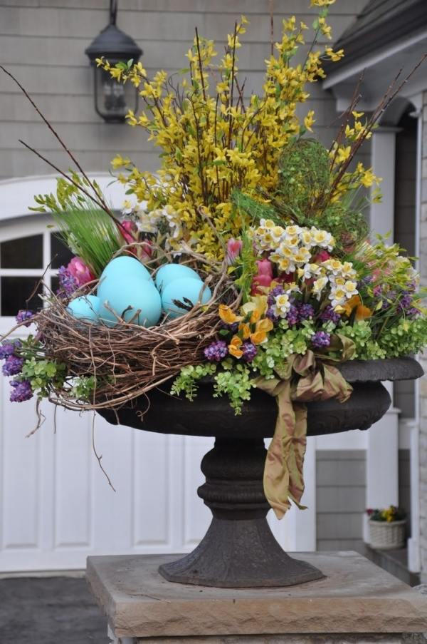 Idéias de arranjo de buquê Decoração de Páscoa para o exterior