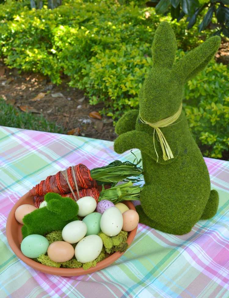 decoração de páscoa para fora coelhinho musgo decoração de mesa de ovos de cesta de páscoa