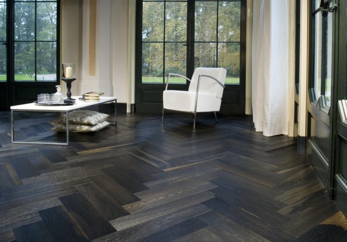 parquet preto elegante design de interiores padrão design de sala de estar