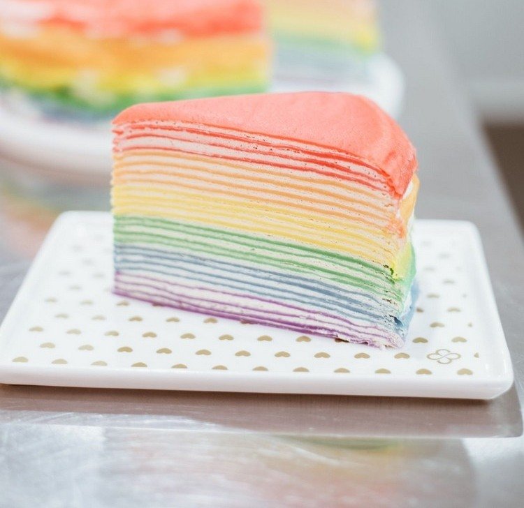 Receita de bolo de panqueca arco-íris, ideias fáceis de bolo de aniversário, bolo feito de panquecas