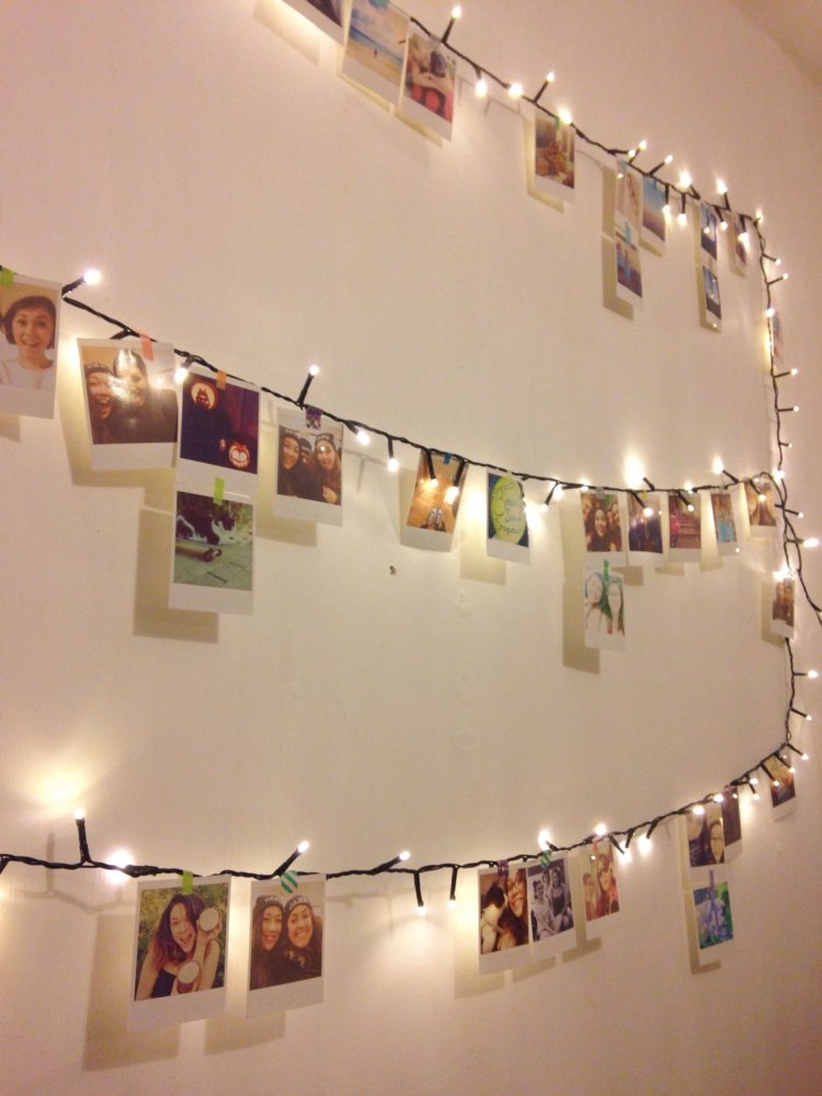 polaroid-photos-decoration-lighting-fairy lights-hang-pictures-making