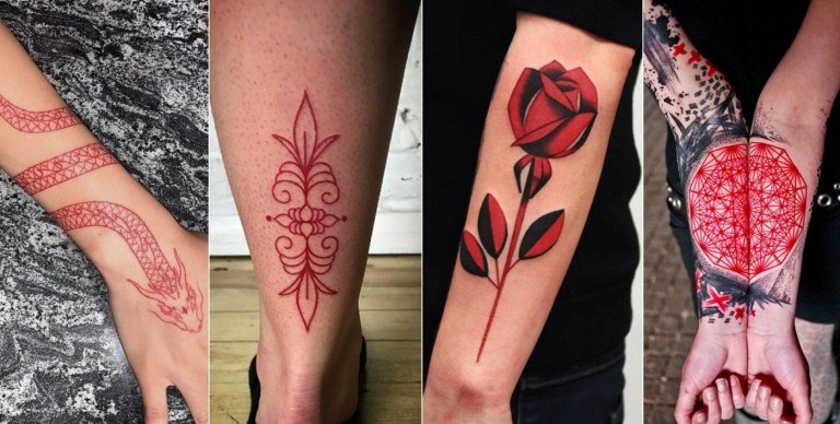 Idéias de tatuagem para perna e braço em vermelho ou vermelho-preto