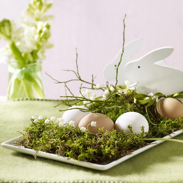 decoração de páscoa idéias de mesa musgo coelhinho da páscoa